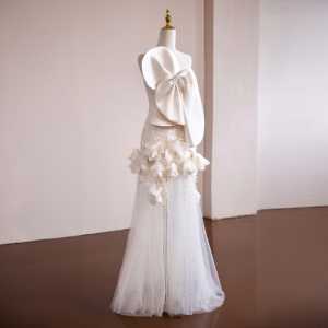 Abito da <span class=keywords><strong>sposa</strong></span> da principessa estivo fatto a mano da <span class=keywords><strong>bambina</strong></span> abito da <span class=keywords><strong>sposa</strong></span> con gamba a vista in Mesh damigelle senza maniche in Chiffon satinato premaman - Product Image 3