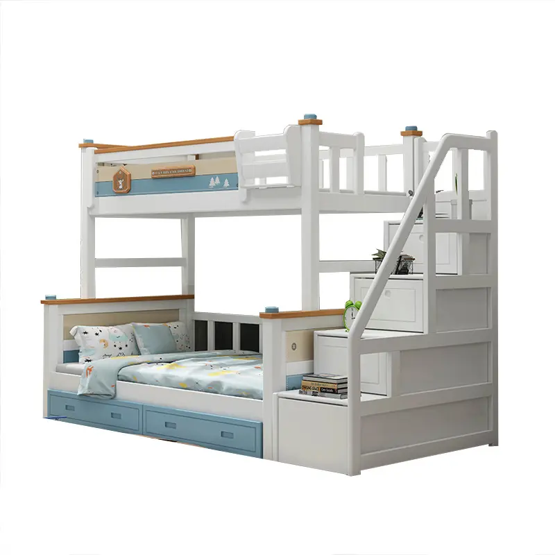 Preços de fábrica barato mobília do quarto mobiliário crianças cama de beliche com escadas para casa CEKB004