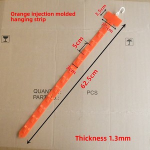 Supermarket <b>Plastic</b> PP Orange Hook Display Hanging <b>Strip</b> with 12 <b>Plastic</b> Clip Hooks Length 63 - Product Image 1