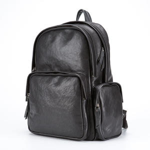 Sac à dos de voyage personnalisé grande capacité en cuir PU noir pour hommes et femmes - Product Image 4