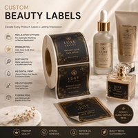 Étiquettes cosmétiques personnalisées de luxe en BOPP avec logo, autocollants personnalisés avec estampage à chaud doré, étiquettes d'emballage de beauté de luxe imperméables