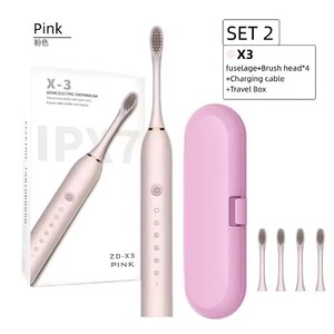 Brosse à dents électrique sonique professionnelle X-3, rechargeable par USB, brosse à dents électrique sonique ultrasonique pour adultes - Product Image 1