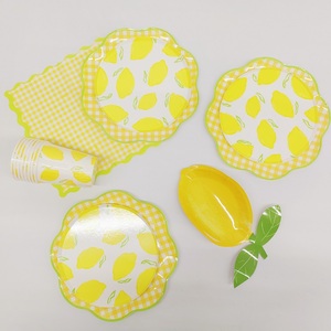 ชุดอุปกรณ์จัดงานเลี้ยงวันเกิดธีมเลมอน DAMAI สำหรับเด็กและผู้ใหญ่ ชุดจานกระดาษ แก้วกระดาษ ผ้าเช็ดปาก ลายเลมอน สำหรับฤดูร้อน ใช้แล้วทิ้ง - Product Image 2
