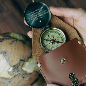 Cross-border similar compass waist-hanging protective <b>case</b>, PU leather pocket <b>watch</b> bag, camping and adventure compass bag - Product Image 4