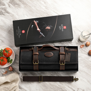 Neue Schwarze Canvas Kochmesser-Rolltasche mit 12 Fächern, Verstellbarem Schultergurt, Aufbewahrungstasche, Personalisiert - Product Image 6
