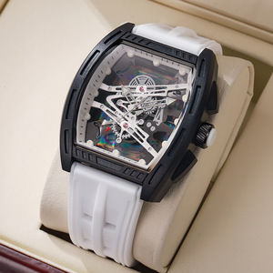 Factory New Hot Sell Five Different Colors Silicone Strap with Hollow Out Fashion <strong>Sporty</strong> Wine Barrel Shaped <strong>Men's</strong> Quartz <strong>Watch</strong> - Product Image 2