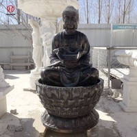 Fontaine de Bouddha en marbre avec cascade en pierre naturelle sculptée à la main pour jardin extérieur moderne