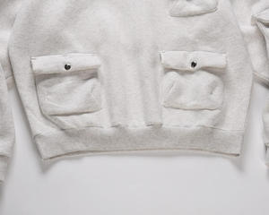 H5545 Fabricant de vêtements Vente en gros Personnalisé Nombreuses poches Sweats à capuche surdimensionnés Gris vierge Sweats à capuche col boutonné - Product Image 6