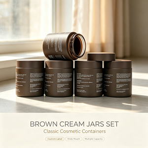 Custom Logo Frosted Beige 200g 8oz Cosmetics <b>Packaging</b> Wide Mouth Body Butter Scrub <b>Glass</b> Jars for Skin Care Nourishing Cream - Product Image 2