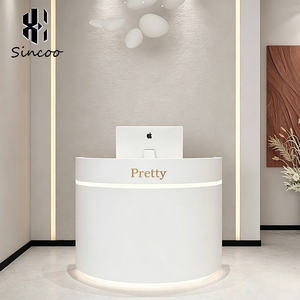 Modern White Curved Reception <b>Desk</b> Beauty Salon Small Reception <b>Desk</b> Hair Salon Reception Counter <b>Nail</b> Salon Spa Front <b>Desk</b> - Product Image 1