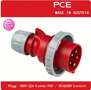 <span class=keywords><strong>Enchufe</strong></span> y Tomacorriente Industriales Impermeables PCE Importados de <span class=keywords><strong>Austria</strong></span>, 415V 32A 5 Pines IP67, Montaje en Riel para Vehículos, Modelo 0252-6 / 3252-6 - Product Image 5