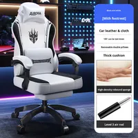 Chaise de bureau ergonomique pour le jeu avec cadre en acier inoxydable, revêtement en cuir, vérin à gaz à 4 étages, design moderne pour les joueurs