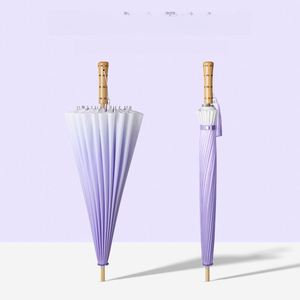 Parapluie d'extérieur personnalisé avec logo, 24 baleines, motif dégradé, bâton en bambou, revêtement imperméable, diamètre 100 cm, vente en gros - Product Image 1