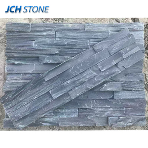 Mur <span class=keywords><strong>en</strong></span> <span class=keywords><strong>pierre</strong></span> empilé culturel d'ardoise noire faisant face au revêtement <span class=keywords><strong>de</strong></span> façade <span class=keywords><strong>de</strong></span> tuiles - Product Image 3