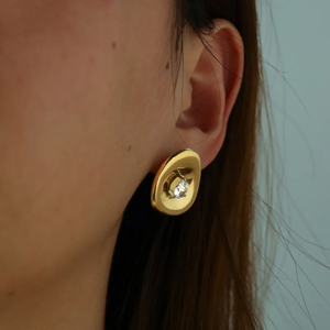 Modernos Pendientes Geométricos de Acero Inoxidable 304 Chapados en Oro de 18K con Circonita, Joyería de Diseño de Contraste de Metal en Colores Mixtos para Mujer - Product Image 6
