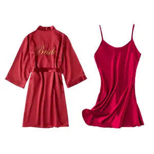 Thời Trang Sexy Áo Ngủ Cho Ladies Sling Cơ Bản Đáy Nightdress Lụa Đồ Ngủ 2022 Mùa Xuân Hè Của Phụ Nữ Robe Set Bán Buôn