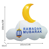 Décoration gonflable de haute qualité pour la cour extérieure, étoiles et lune LED Eid Mubarak, fournitures de qualité pour le Ramadan