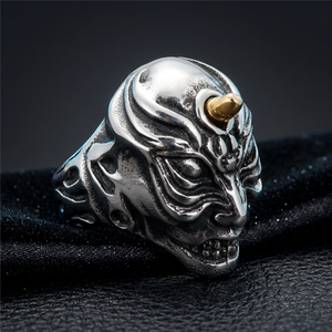 Men's Titanium Steel Interlocking Skull <b>Ring</b> Retro Punk Style Two Tone Geometric Design Plain Inlay Gift Jewelry 290100 - Product Image 1