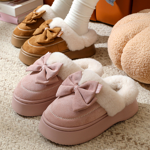 รองเท้าแตะปักลายดอกไม้แบรนด์เกาหลี ผลิตจากผ้าฝ้ายนุ่มสบายสำหรับใช้ในบ้านช่วงฤดูหนาว พื้นรองเท้า EVA สำหรับฤดูร้อนและฤดูใบไม้ร่วง - Product Image 5