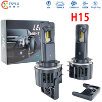 Phares et feux de brouillard LED pour voiture H15 12V 80W 10000LM IP67 étanches 6500K tout-en-un avec ventilateur, ampoules de phare automobile CSP CHIP DRL