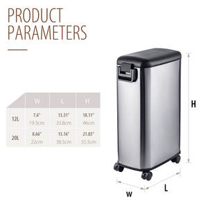 Conteneur de stockage d'aliments pour animaux de compagnie en acier inoxydable portable, étanche, hermétique, résistant à l'humidité, avec 4 roues - Product Image 6