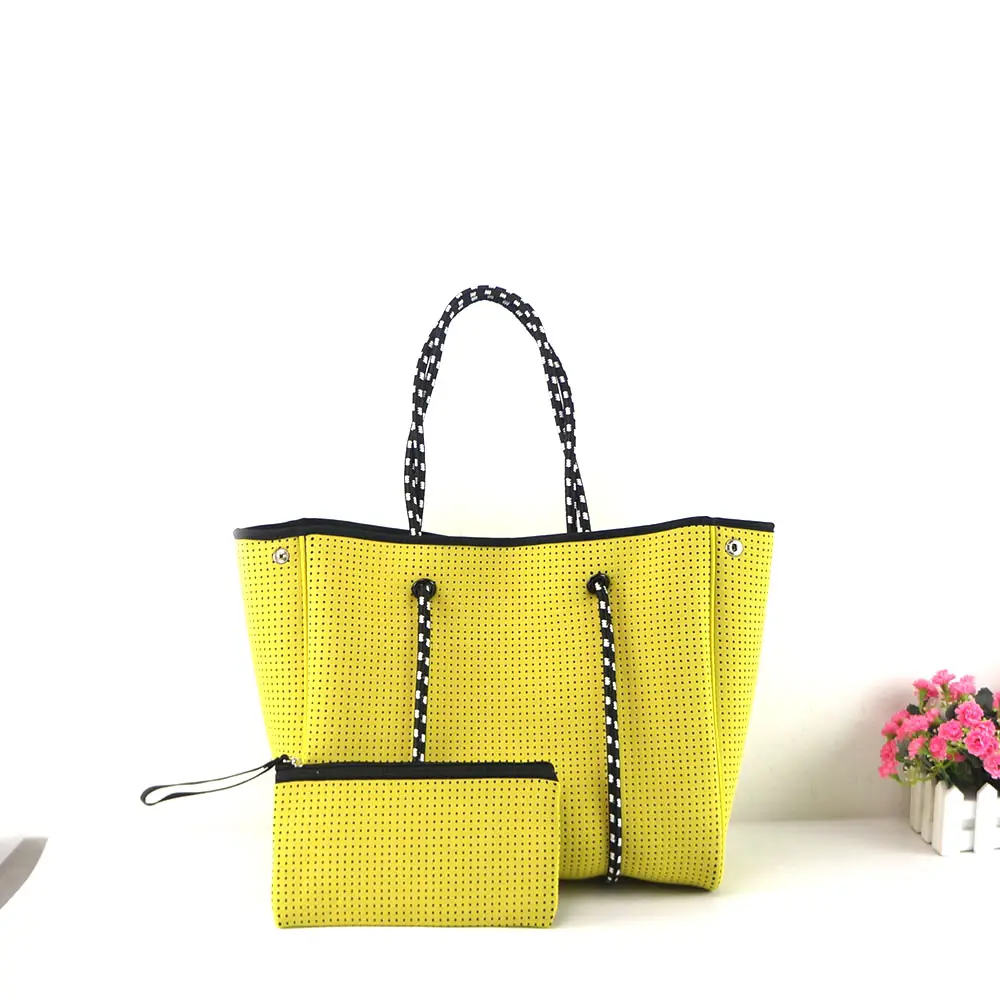 Customized outdoor recreational neoprene bag and perforated diving beach handbag