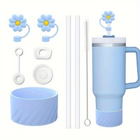 Bouchon de tasse en silicone imperméable 40oz accessoires de bouchon de paille en silicone de la même couleur portable pour les enfants paille transparente étanche