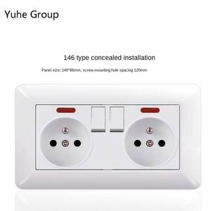 Interrupteur mural bipolaire en cuivre de type français avec panneau tactile, prise 10A, indice de protection IP20, pour la maison et les hôtels, 220V, norme européenne - Product Image 6