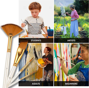 Ensemble de 15 pinceaux en nylon pour artiste, couteau à palette, éponge, avec étui de rangement, aquarelles, <span class=keywords><strong>peinture</strong></span> acrylique, <span class=keywords><strong>peinture</strong></span> à l'huile, fournitures d'art - Product Image 6