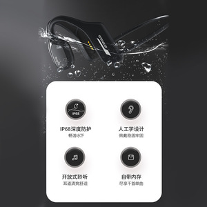 หูฟังบลูทูธแบบเปิดหู ระบบส่งเสียงผ่านกระดูก กันน้ำระดับ IPX8 ไร้สาย สำหรับเล่นกีฬา รองรับการ์ดหน่วยความจำ - Product Image 2