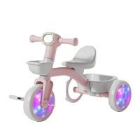 Vélo d'équilibre pour tout-petits avec roues LED clignotantes, éclairage sur tableau de bord, cadre en acier et alliage d'aluminium, selle en cuir de 12 pouces, deux paniers