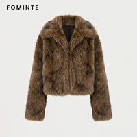Nouveau design, manteau long chic à revers en fausse fourrure, veste luxueuse en peluche, vêtement d'extérieur doux et chaud pour l'hiver, vente en gros personnalisée de haute qualité