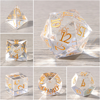 Dés en cristal de verre blanc sculpté à la main de haute qualité en gros, polyédriques, 16-24 mm, pour jeux de table et de cartes, 7 pièces