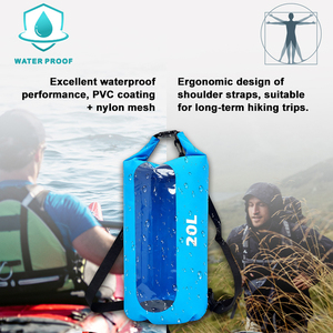 Sac étanche à enroulement 15L en TPU et PVC pour kayak et escalade, avec fenêtre transparente frontale – Vente en gros - Product Image 4