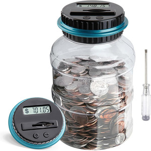 Tirelire électronique 1,8 L avec compteur de pièces numérique LCD, boîte de rangement pour pièces de monnaie USD <span class=keywords><strong>EURO</strong></span>, cadeaux - Product Image 1