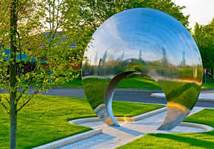 Artisanat abstrait vente sculptures en acier inoxydable scultura-astratta cercle rond sculpture en métal art en acier inoxydable pour l'extérieur - Product Image 3