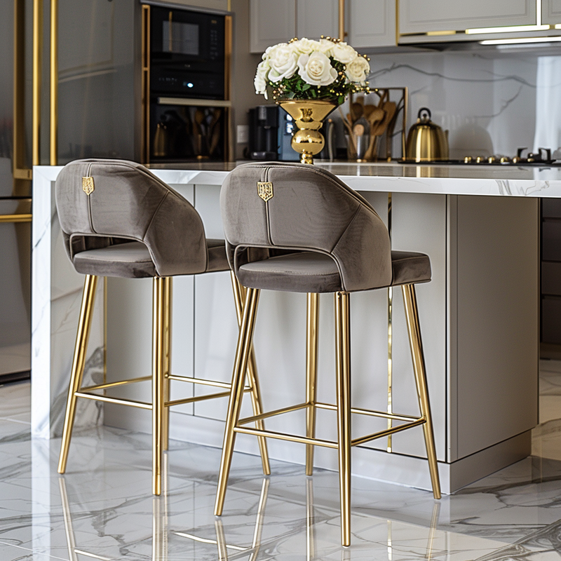 Modern Style Fabric Bar Stool Black