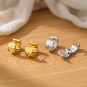 Orecchini a perno a conchiglia in acciaio inossidabile 6mm oro argento gioielli geometrici alla moda unisex - Product Image 3