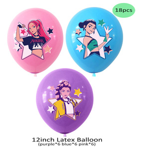 Paquete de Artículos para Fiesta de Fans del Grupo Kpop Demon Hunters, Incluye Globos de Látex, Decoración para Pastel, Pancarta de Feliz <span class=keywords><strong>Cumpleaños</strong></span>, Regalo - Product Image 5