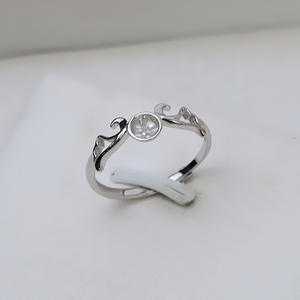 Anneau ouvert en argent S925, accessoires de bricolage, plateau vide, anneau pour 5-6 doigts, perle d'ange, semi-fini pour perles en vrac, accessoire pour 41 doigts - Product Image 2