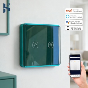 Interrupteur mural Zigbee 3.0, application Smart Life, détection tactile, interrupteur d'éclairage 2 voies, ligne N+L, commande vocale AI - Product Image 1