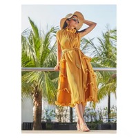 Robe longue décontractée élégante pour femmes africaines, plissée et à volants, style Miyake, pour le quotidien et les soirées, longueur ras du sol, naturelle, été, grandes tailles