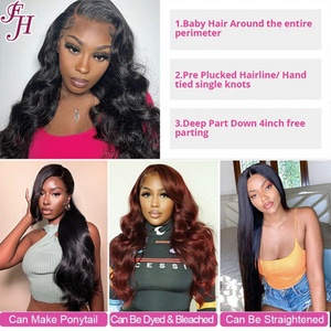 FH Factory Hot Selling Brazilian Natural <b>Human</b> <b>Hair</b> Raw <b>Wig</b> Pre Plucked Hairline 13x4 Wavy <b>Lace</b> Frontal <b>Wigs</b> With Baby <b>Hair</b> - Product Image 4