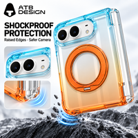 Coque transparente dégradée magnétique pour iPhone Duo avec support anneau rotatif à 360 degrés et protection anti-chute