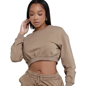 Nouveau design <span class=keywords><strong>Ensemble</strong></span> <span class=keywords><strong>Femme</strong></span> solide brodé complet sweat ras du cou <span class=keywords><strong>short</strong></span> de tennis jogging décontracté grande taille automne 2ps <span class=keywords><strong>sport</strong></span> - Product Image 1