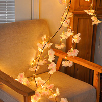 Guirlande lumineuse LED en forme de branche de cerisier artificielle, pour décoration murale, de table, de chambre, lumières de printemps