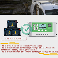 Contrôleur de charge de panneau solaire PWM Y&H 30A avec double affichage LCD rétroéclairé USB 12V 24V pour batteries au plomb/lithium