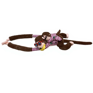 Peluche suave de 70 cm con diseño de mono con gafas, palmera y plátano bordados, con bebé y música, para venta al por mayor - Product Image 4