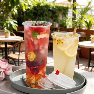 Gobelets en plastique jetables écologiques en PP transparent givré de 260-1000 ml avec couvercles, personnalisables avec logo de mariage, vente en gros d'usine, pour bubble tea - Product Image 4