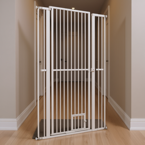Barrière pour animaux de compagnie extra haute de 67 pouces avec porte pour chat de 30 à 41 pouces, en métal, pour couloir - Product Image 2